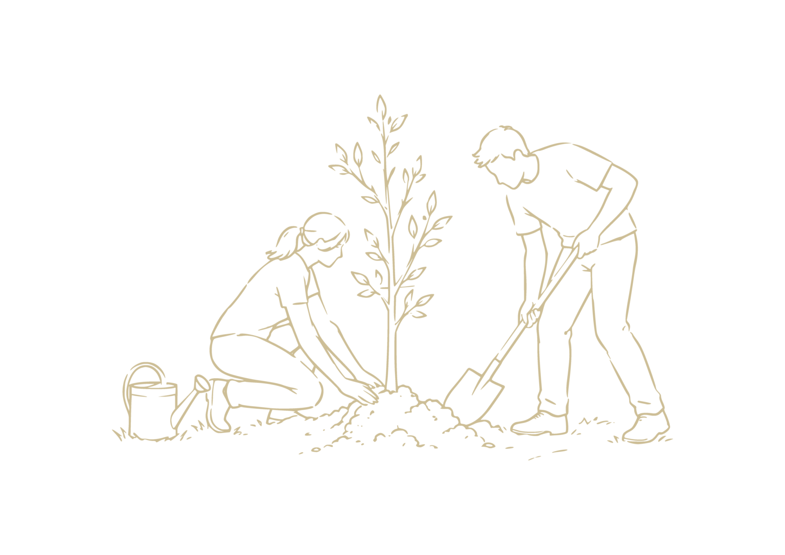 une femme et un homme plantent un arbre